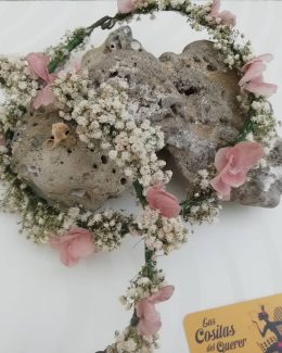 corona flores naturales y preservadas blanco rosa tocado