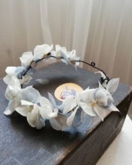 flores preservadas azul blanco detalle handmade pelo fiesta