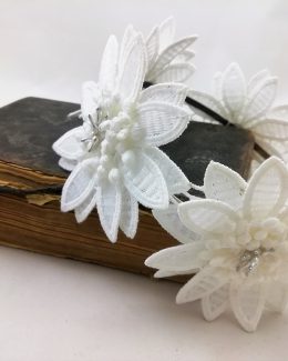 diadema pelo detalle fiesta boho blanco flor