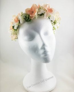 tiara flores color pastel boda