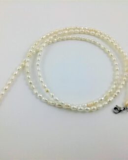 cordón sujeta mascarilla perlas blanco