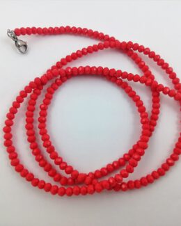 cordón sujeta mascarilla cristales rojo coral